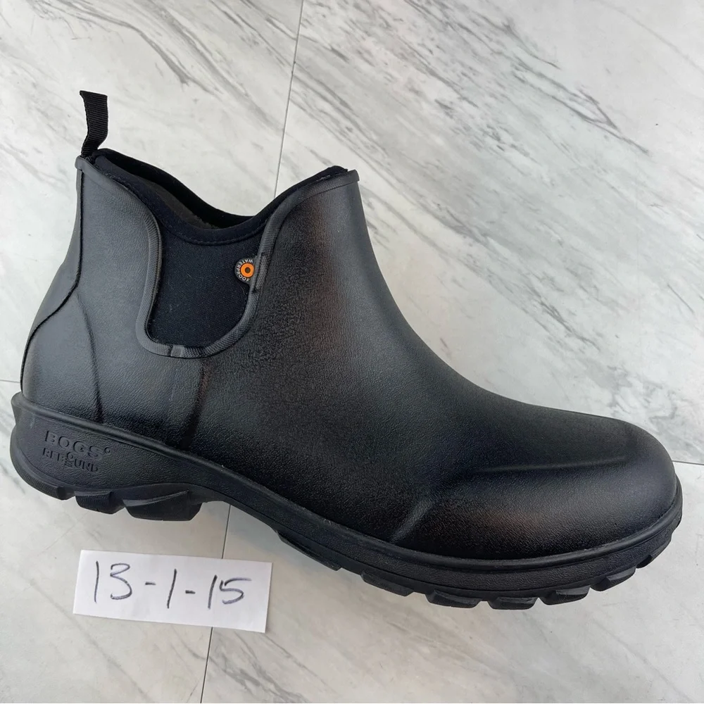 Bogs Mens Sauvie  Rubber Slip-On Waterproof black Boots 72208-001 Men’s Sz 13